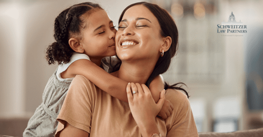Mom and daughter hugging