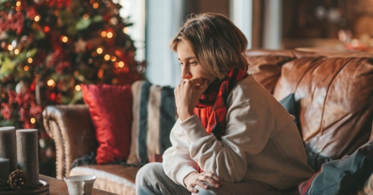 pensive woman at Christmas
