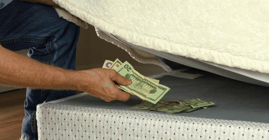 hiding money under the bed