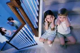 Children listening to their parents fight